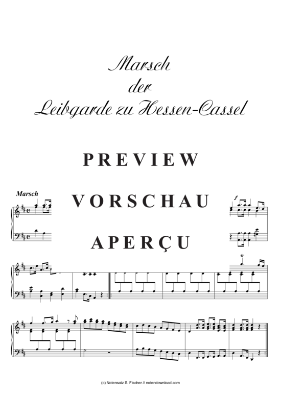 Produktgalerie: Seite 2 von 5 Marsch der Leibgarde zu Hessen-Cassel , , Klavier Solo