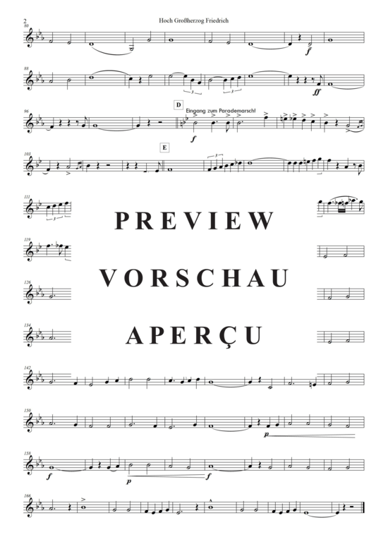 Produktgalerie: Seite 9 von 21 Hoch! Großherzog Friedrich , Blasorchester Fatamo, (Blechbläser Quintett - flexible Besetzung + Schlagzeug)