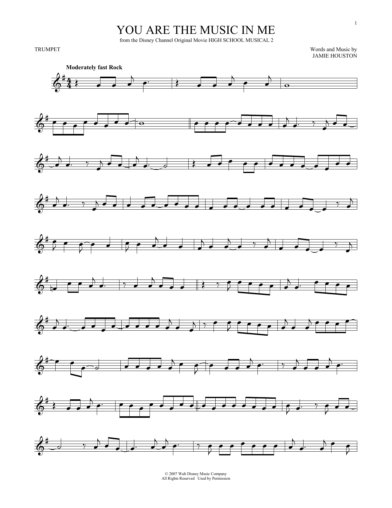 Produktgalerie: Seite 1 von 1 You Are The Music In Me (from High School Musical 2), Zac Efron & Vanessa Hudgens, Trompete