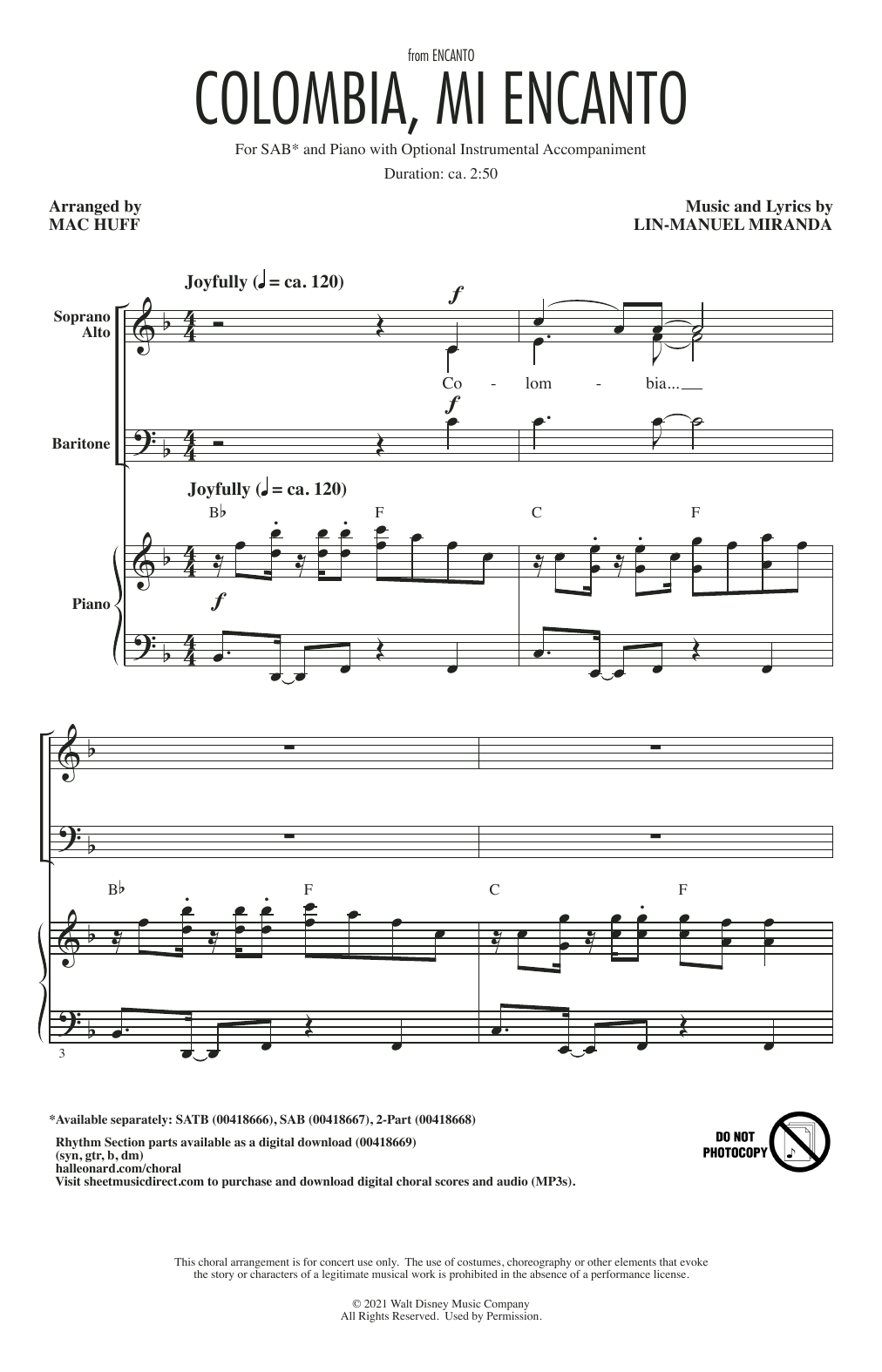 Produktbild zu: Colombia, Mi Encanto (from Encanto) (arr. Mac Huff)