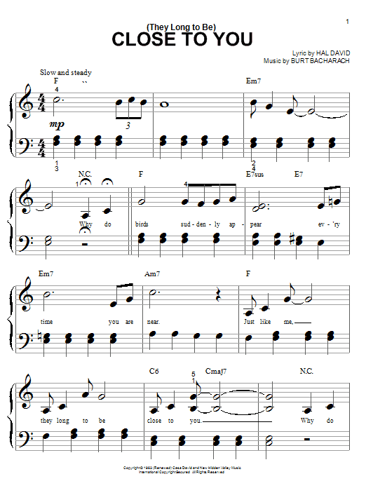 Produktgalerie: Seite 1 von 1 (They Long To Be) Close To You, Carpenters, Klavier