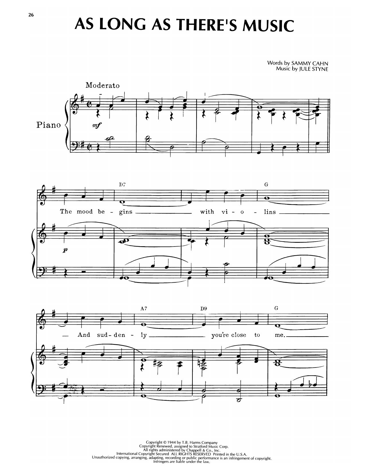 Product gallery: Page 1 of 1 As Long As There's Music (from Step Lively), Jule Styne