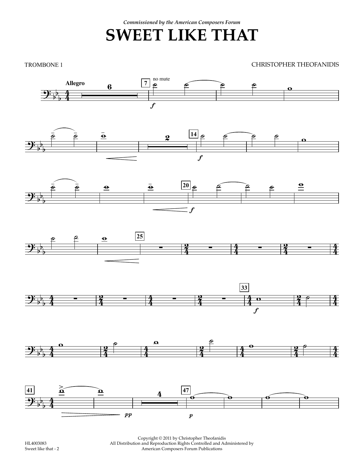 Produktgalerie: Seite 1 von 1 Sweet like that - Trombone 1, Christopher Theofanidis, Ensemble