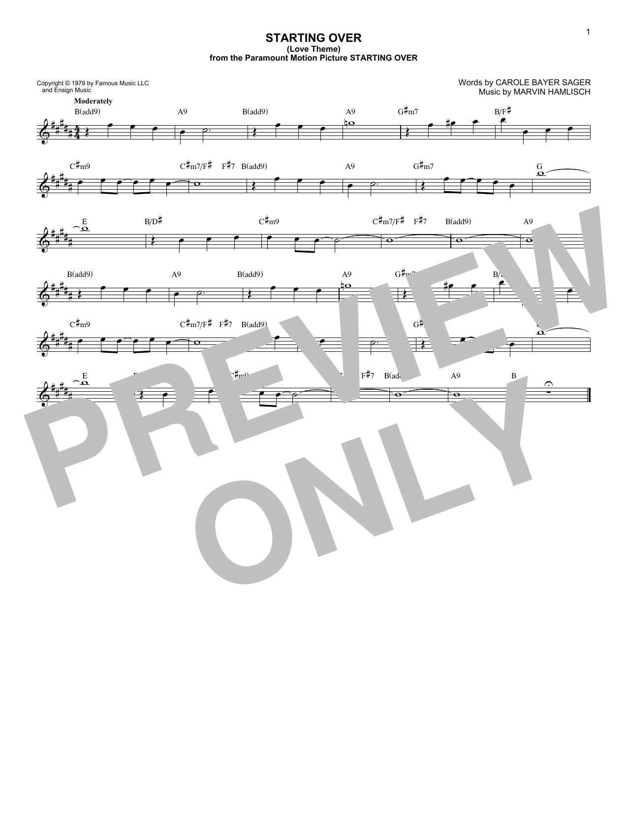 Product picture to: Starting Over (Love Theme)