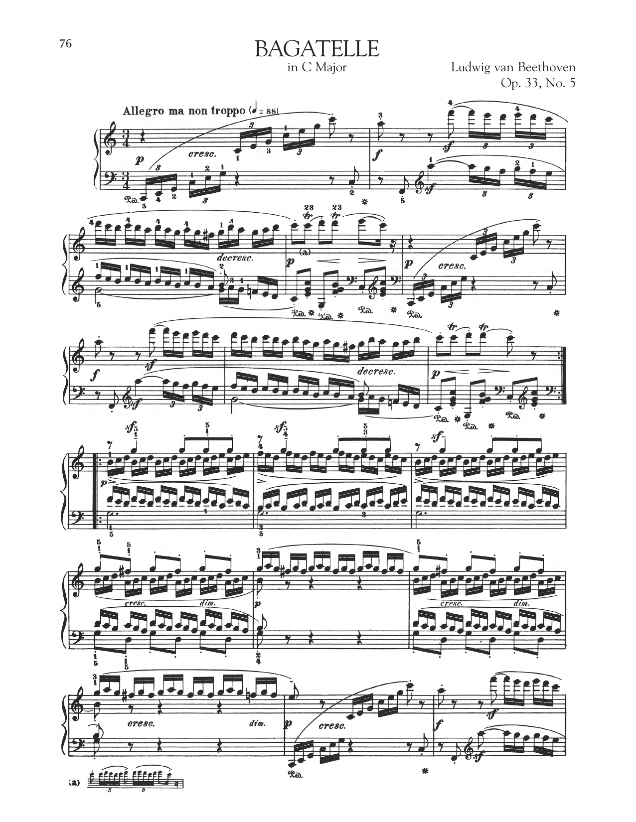 Product gallery: Page 1 of 1 Bagatelle In C Major, Op. 33, No. 5, Ludwig Van Beethoven