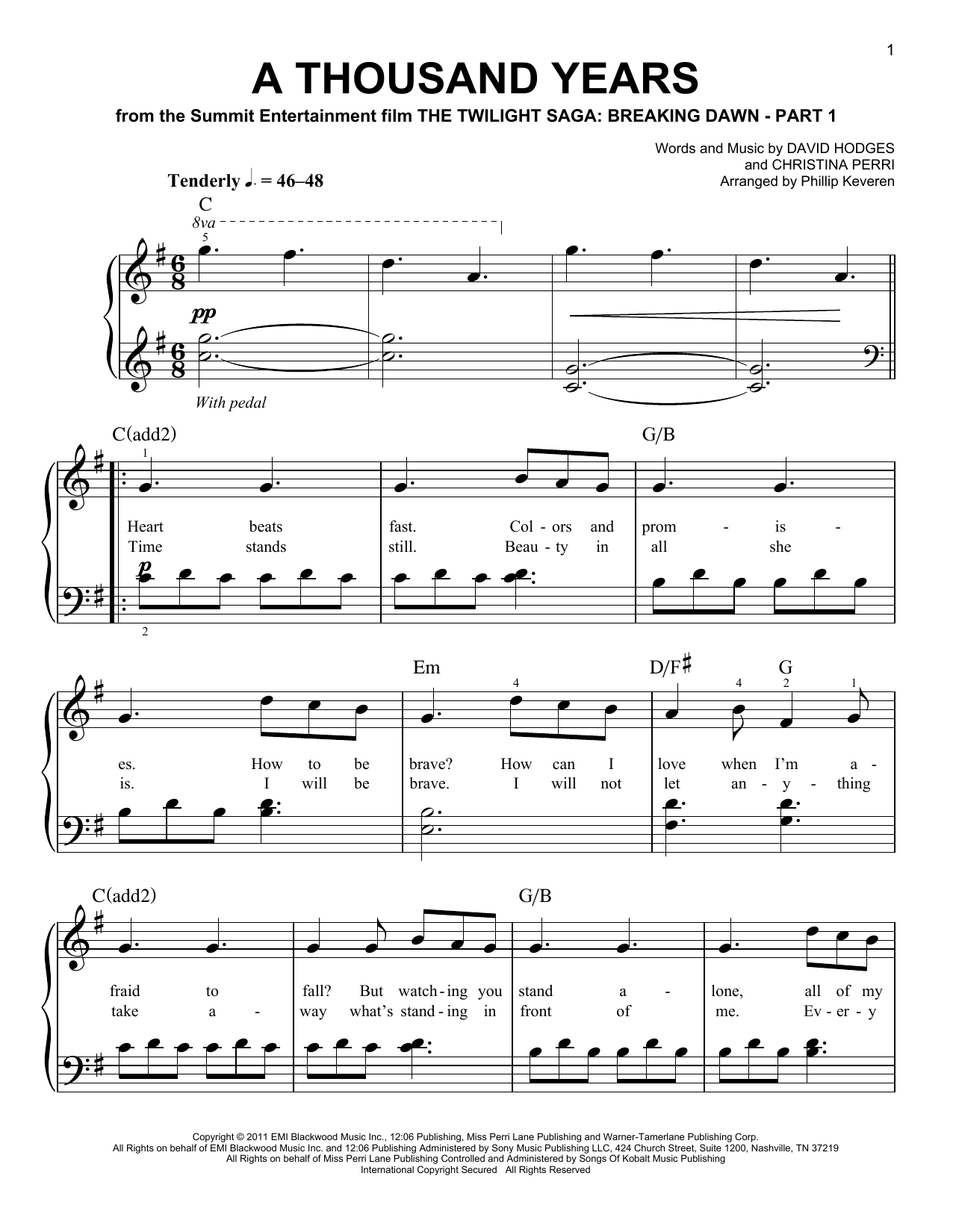 Produktbild zu: A Thousand Years (arr. Phillip Keveren)