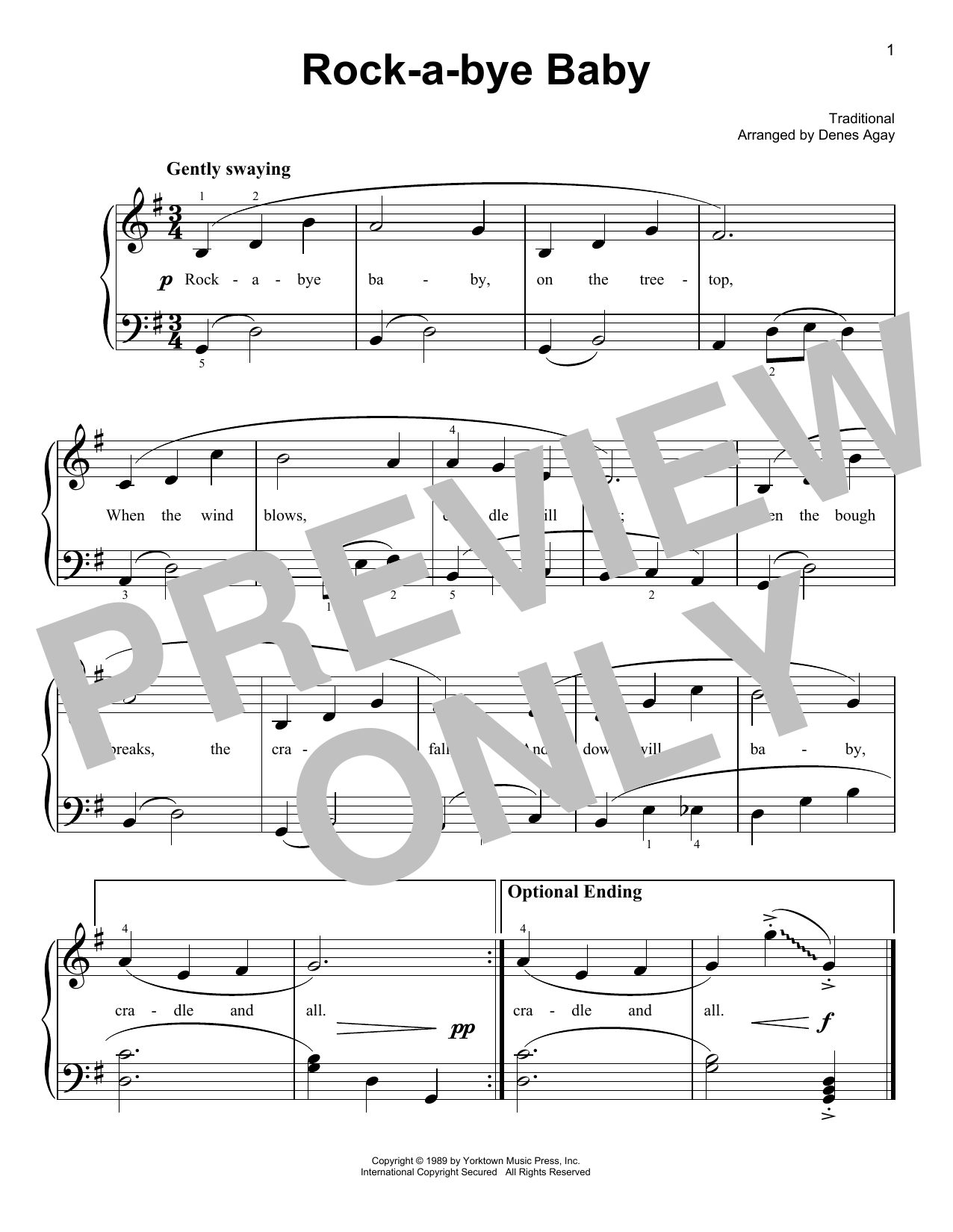 Product picture to: Rock-A-Bye, Baby (arr. Denes Agay)