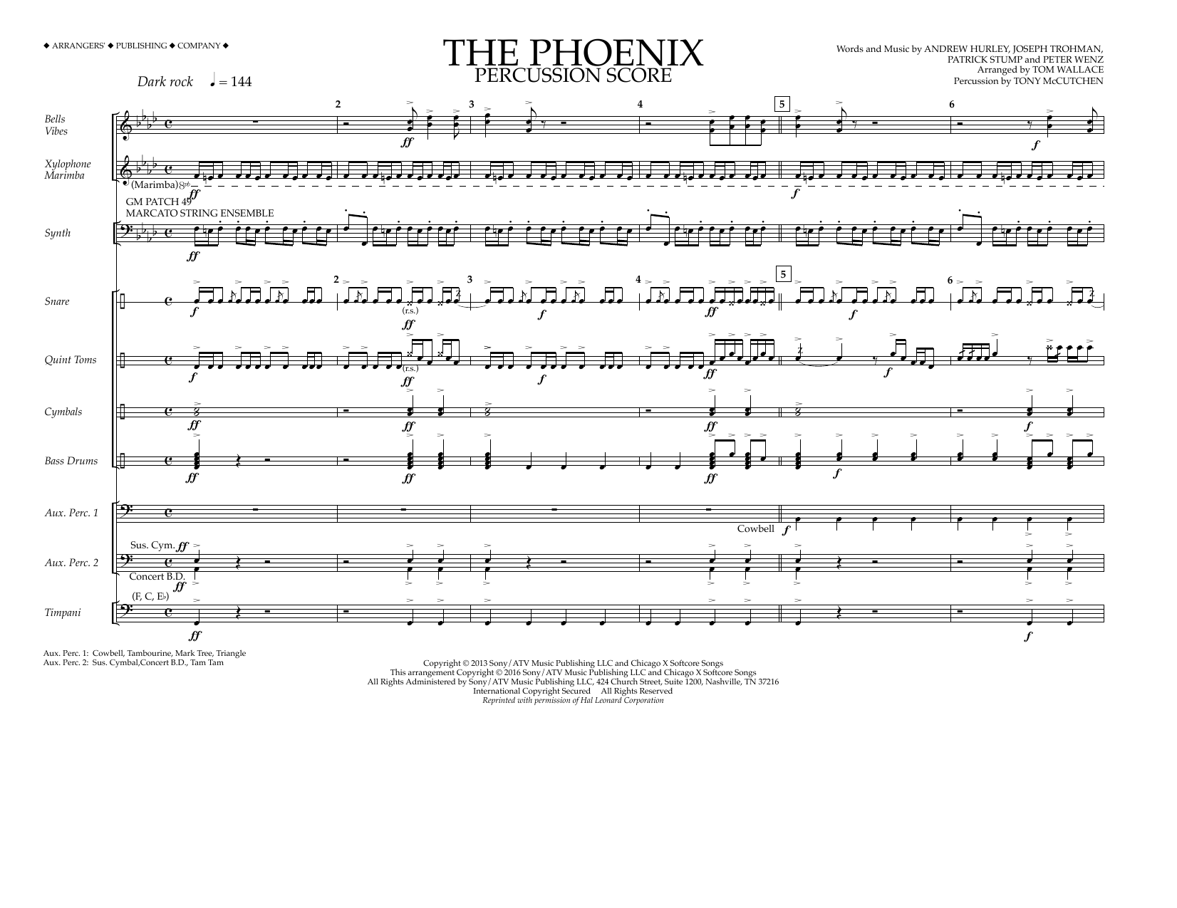 Produktgalerie: Seite 1 von 1 The Phoenix - Percussion Score, Tom Wallace, Ensemble