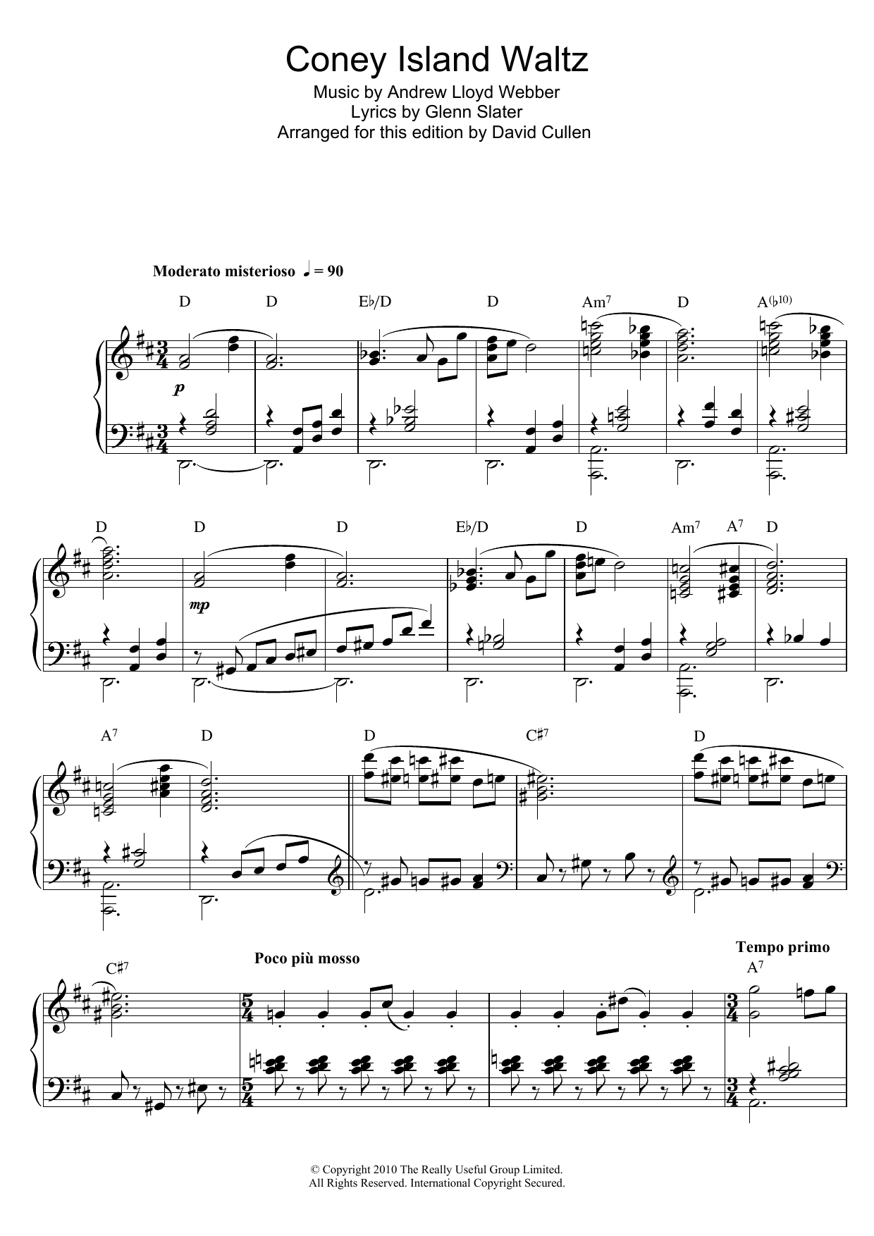 Product gallery: Page 1 of 1 The Coney Island Waltz (from Love Never Dies), Andrew Lloyd Webber