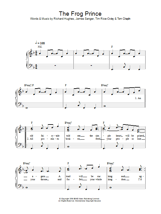 Produktgalerie: Seite 1 von 1 The Frog Prince, Keane, Gesang, Gitarre, Klavier