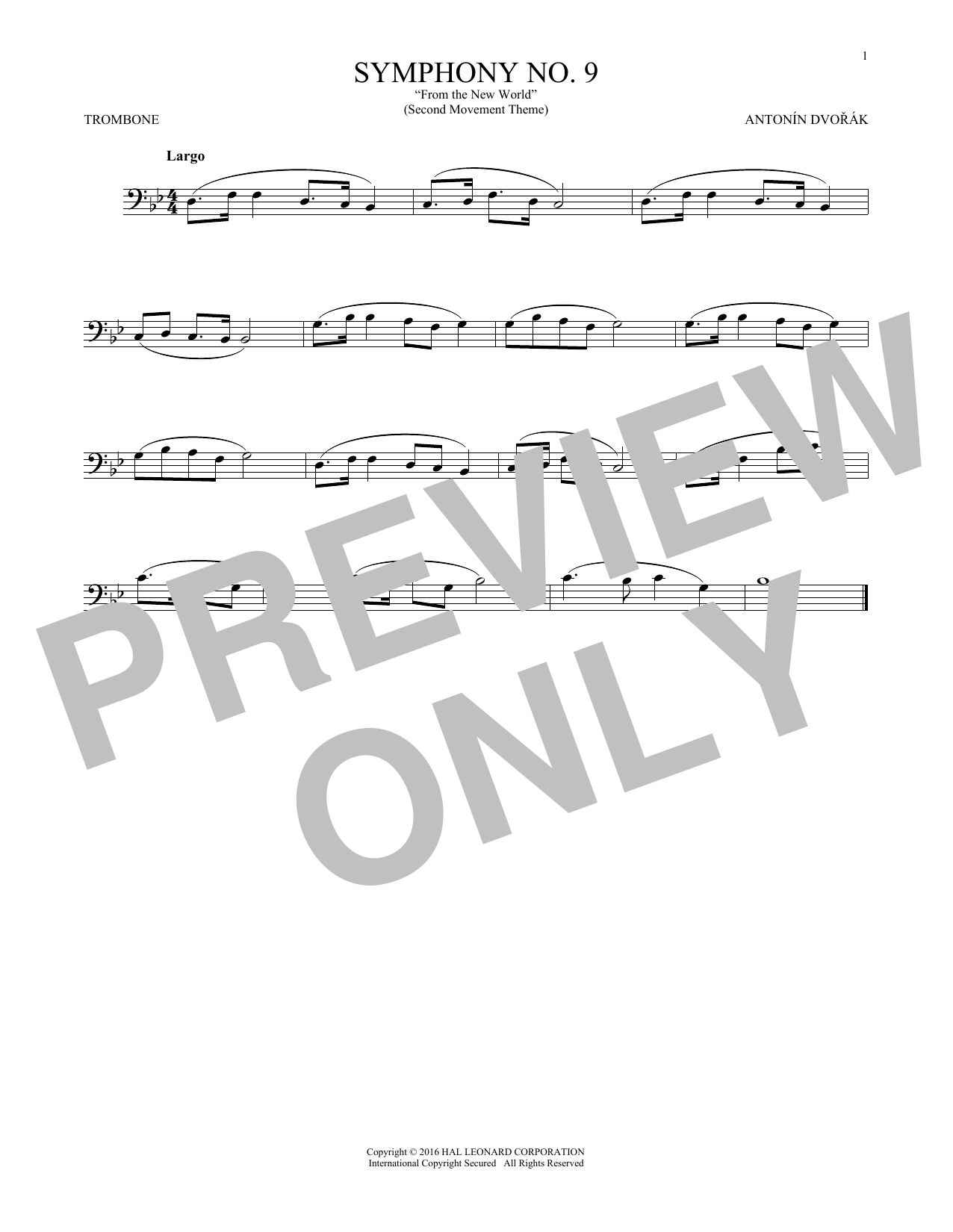 Product gallery: Page 1 of 1 Largo From Symphony No. 9 ("New World"), Antonín Dvorák
