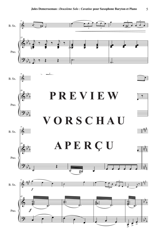 Product gallery: Page 6 of 13 Deuxieme Solo: Cavatine , , (baritone saxophone + piano)