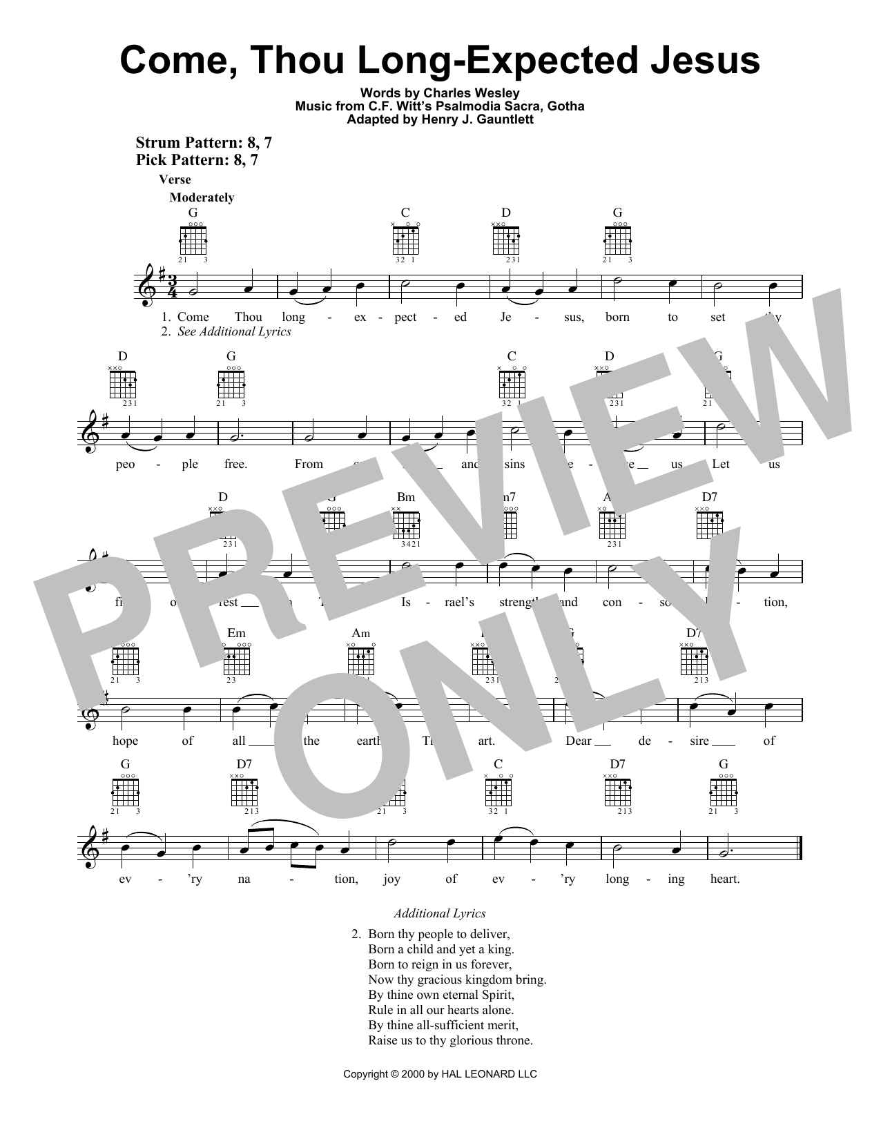 Product gallery: Page 1 of 1 Come, Thou Long-Expected Jesus, C.F. Witt