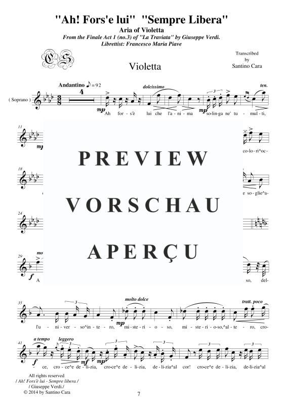 Produktgalerie: Seite 8 von 10 La Traviata - (Act 1) 'Ah Fors'è lui', 'Sempre libera', , Sopran und Klavier