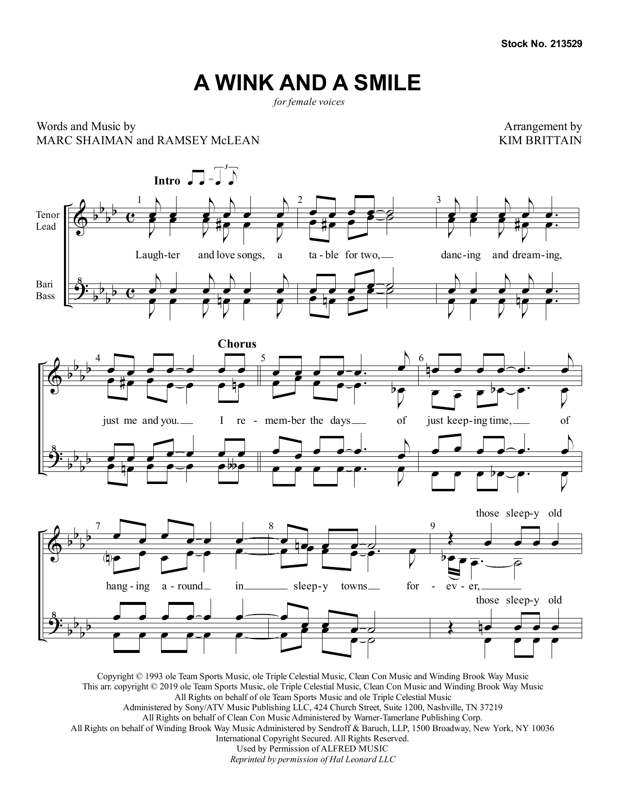 Product gallery: Page 1 of 1 A Wink And A Smile (arr. Kim Brittain), Marc Shaiman