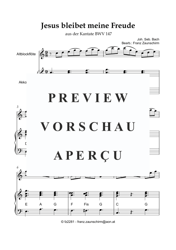 Product gallery: Page 2 of 8 Jesus bleibet meine Freude, , Treble Recorder and Accordion