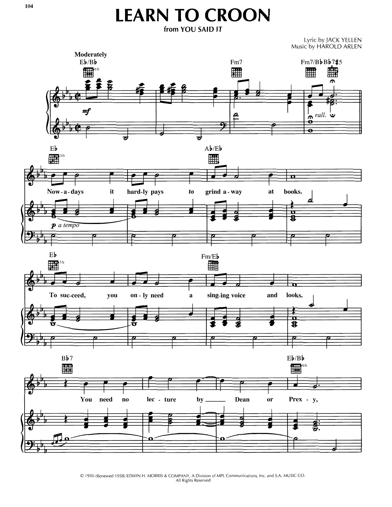 Produktgalerie: Seite 1 von 1 Learn To Croon, Harold Arlen, Gesang, Gitarre, Klavier