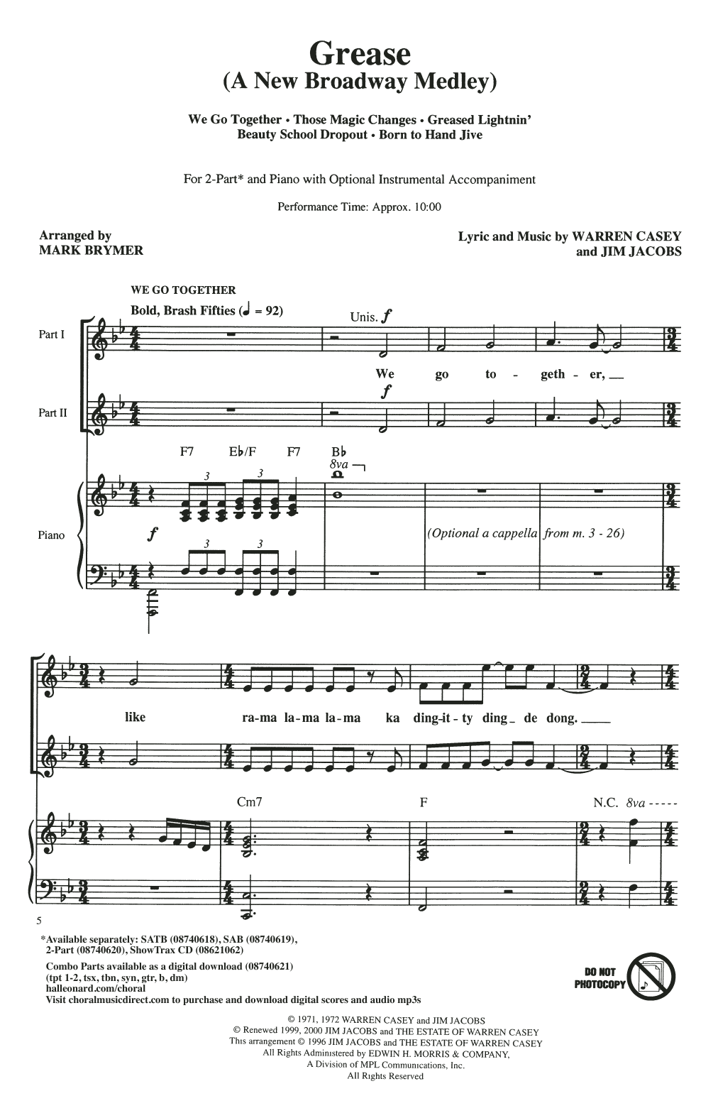 Produktbild zu: Grease: A New Broadway Medley (arr. Mark Brymer)