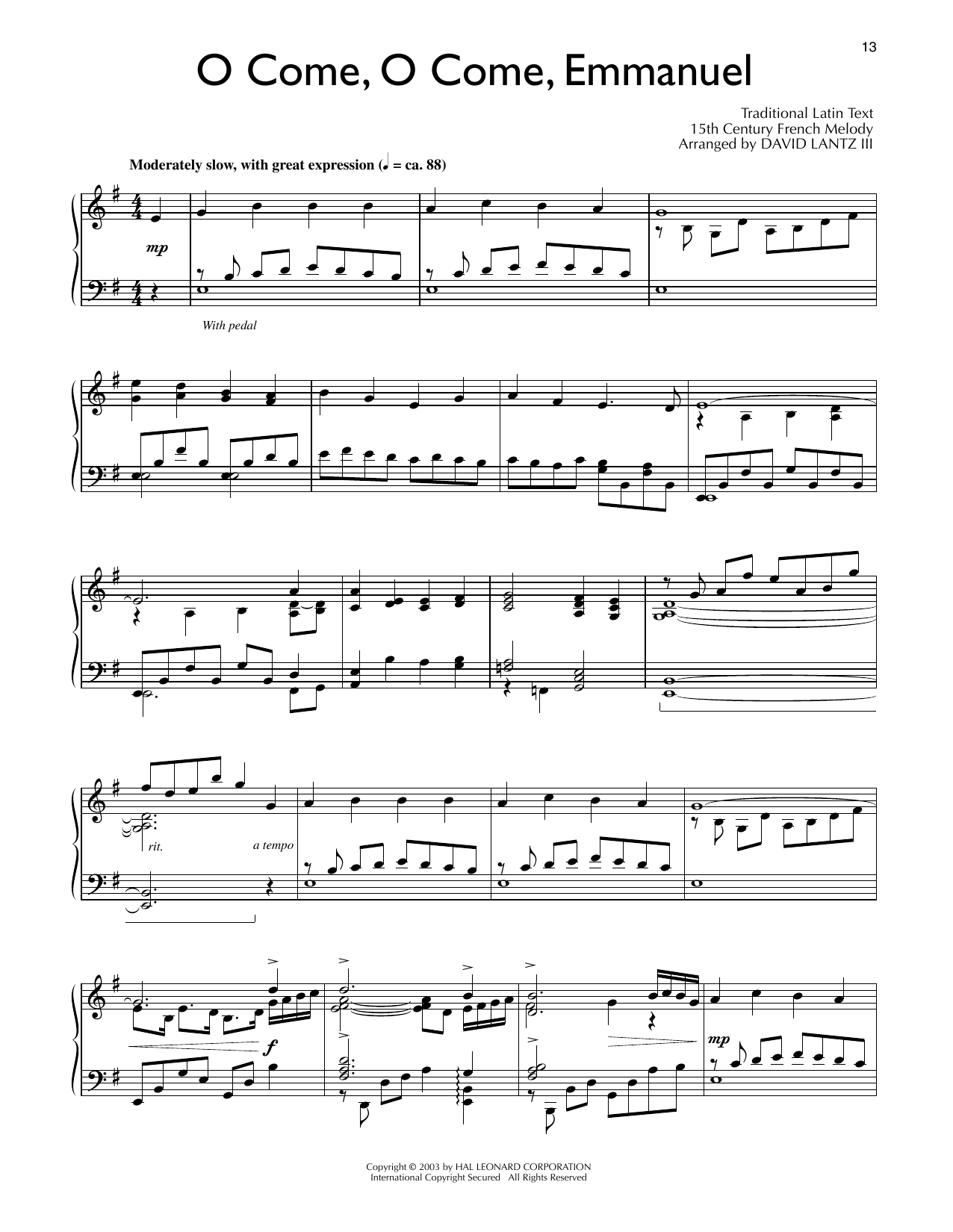Produktbild zu: O Come, O Come, Emmanuel (arr. David Lantz III)