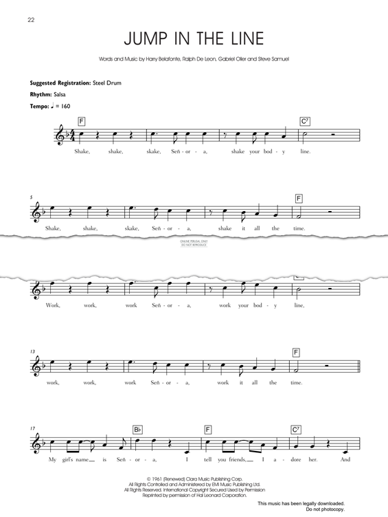 Produktgalerie: Seite 1 von 1 Jump In The Line, Harry Belafonte, Gesang, Keyboard