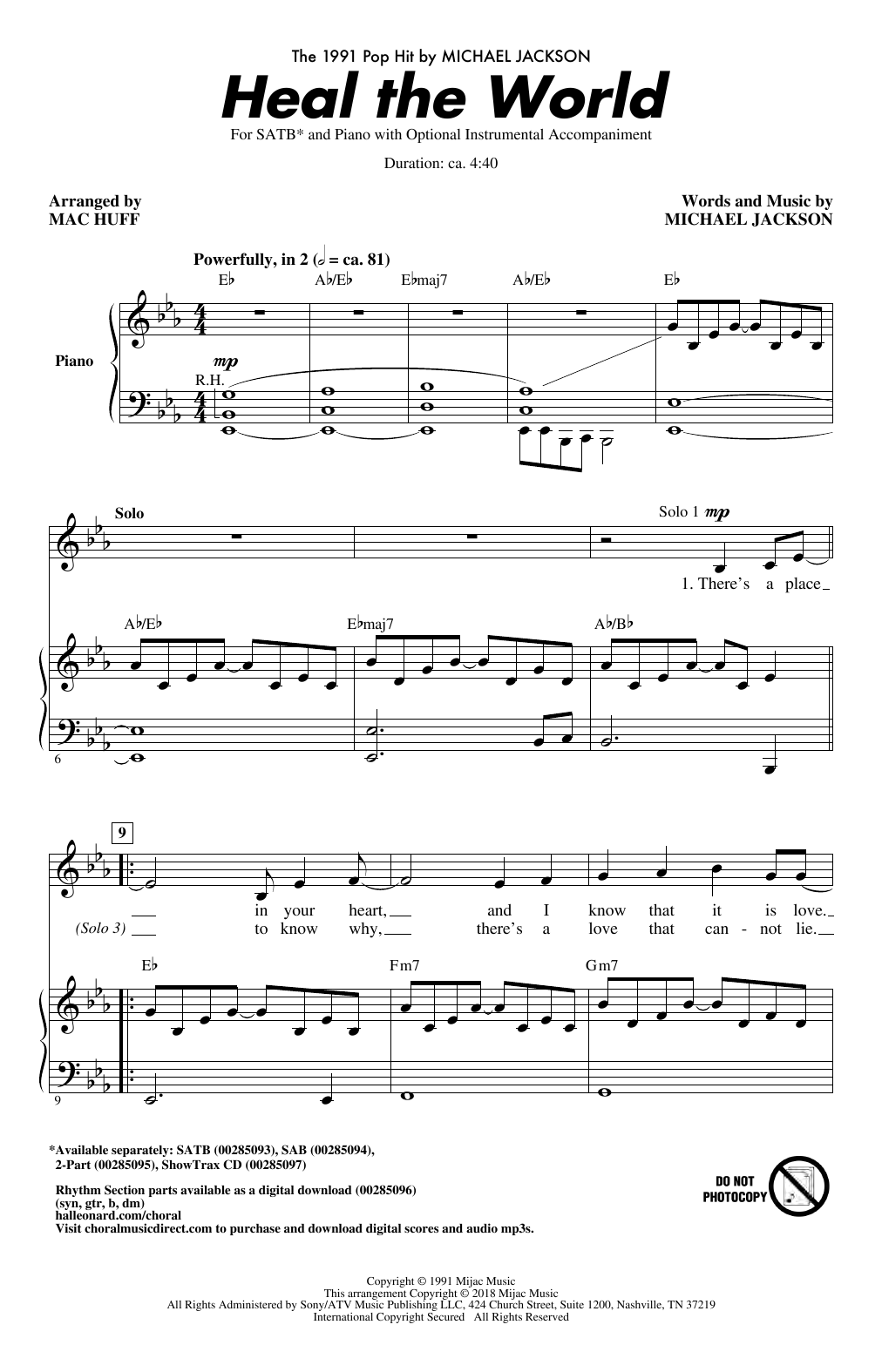 Produktgalerie: Seite 1 von 1 Heal The World (arr. Mac Huff), Michael Jackson, Chor