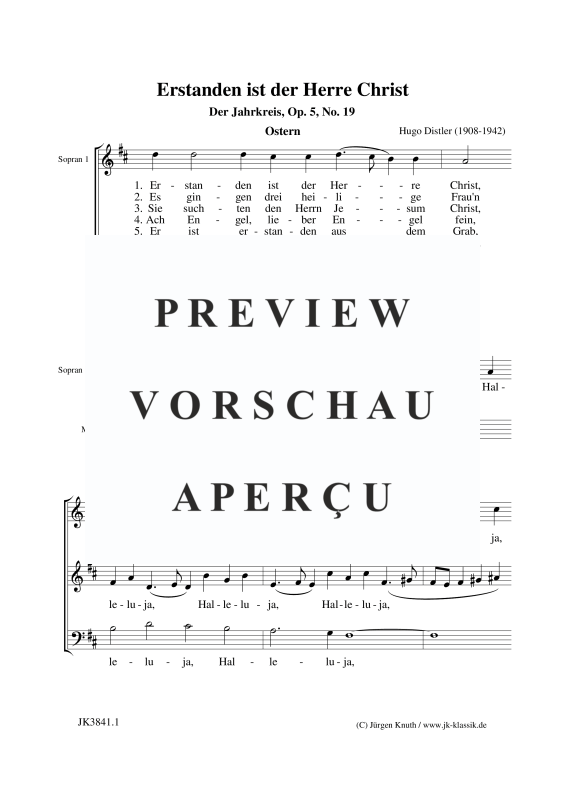 gallery: Erstanden ist der Herre Christ (Der Jahrkreis Op.5, No. 19), , (Mixed choir 3 voices)