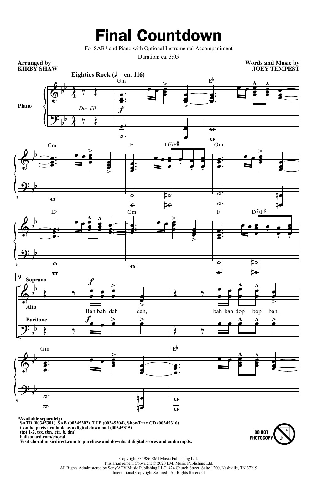 Product gallery: Page 1 of 1 Final Countdown (arr. Kirby Shaw), Europe