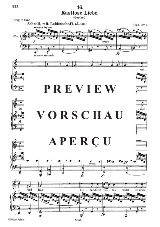 Product gallery: Page 2 of 4 Rastlose Liebe D.138, , Medium Voice and Piano