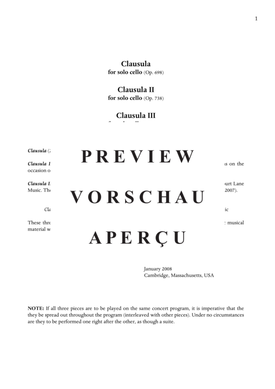 Produktgalerie: Seite 2 von 8 Clausula 1-III , , (Violoncello Solo)