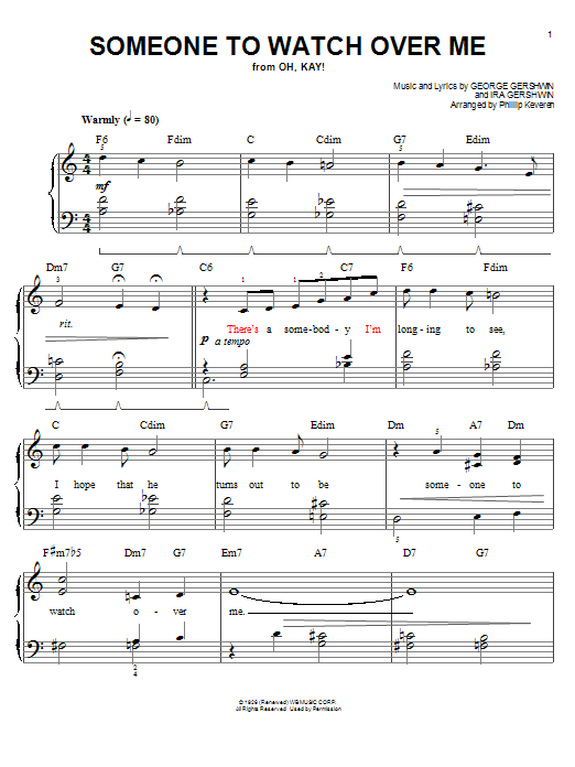 Produktgalerie: Seite 1 von 1 Someone To Watch Over Me (arr. Phillip Keveren), George Gershwin, Klavier
