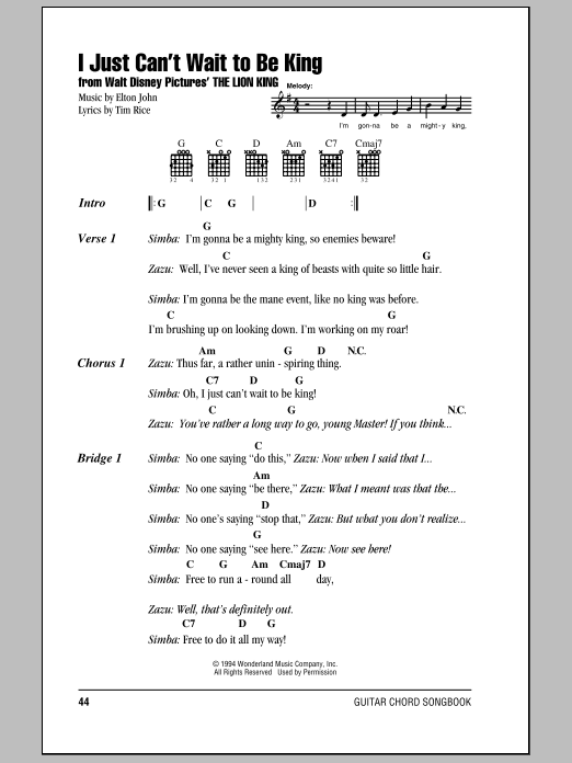 Produktbild zu: I Just Can't Wait To Be King (from The Lion King)
