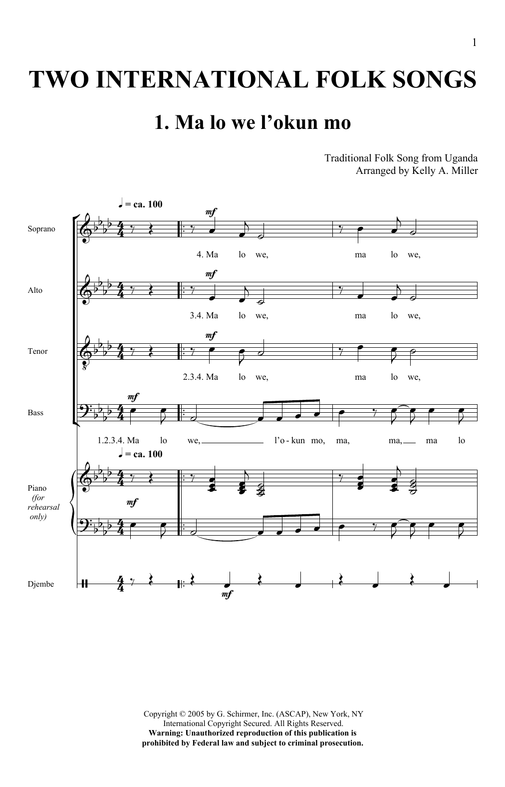 Produktbild zu: Two International Folk Songs