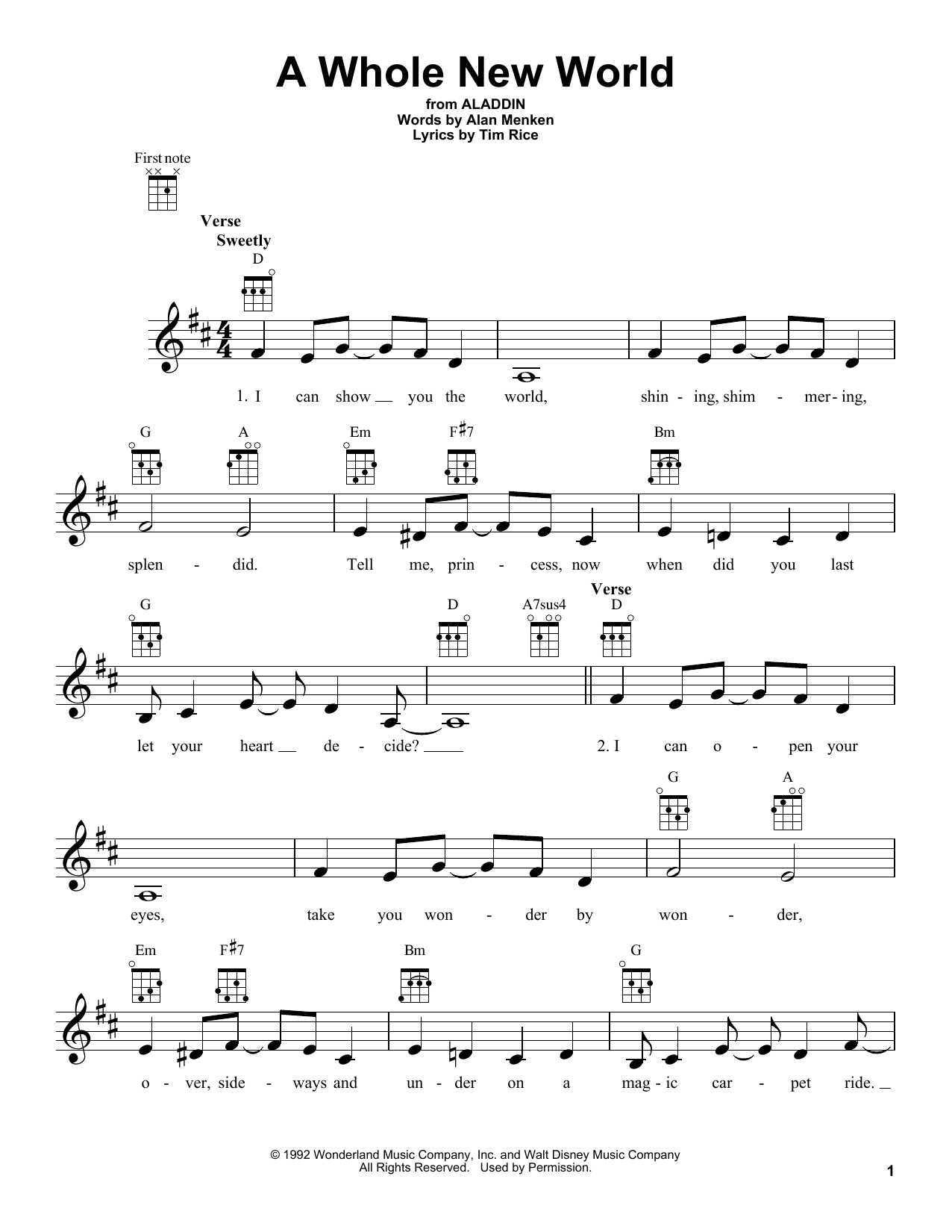 Product gallery: Page 1 of 1 A Whole New World (from Aladdin), Alan Menken & Tim Rice
