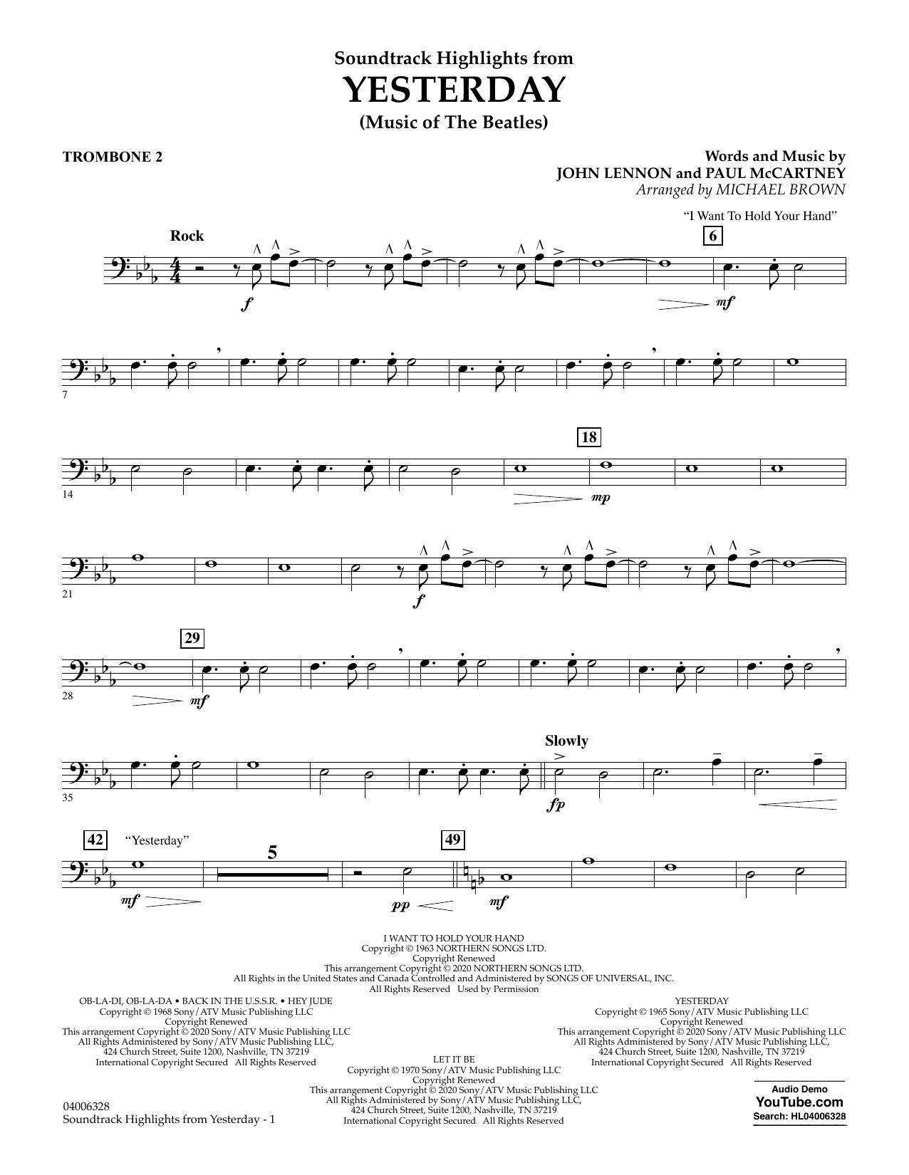 Produktgalerie: Seite 1 von 1 Highlights from Yesterday (Music Of The Beatles) (arr. Michael Brown) - Trombone 2, The Beatles, Ensemble