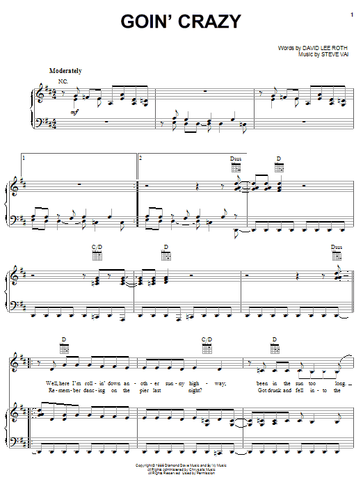 Produktgalerie: Seite 1 von 1 Goin' Crazy, David Lee Roth, Gesang, Gitarre, Klavier
