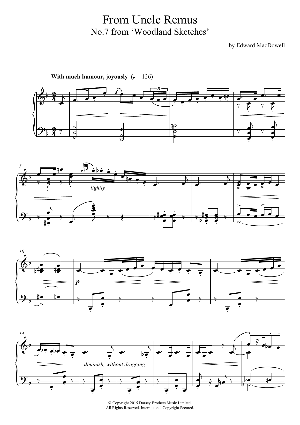 Product picture to: From Uncle Remus (10 Woodland Sketches, Op.51, No.7)