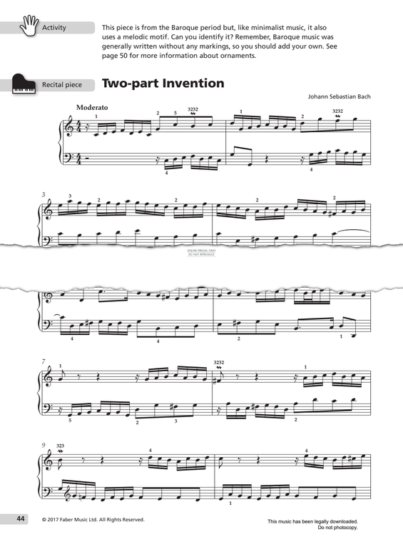 Produktgalerie: Seite 1 von 1 Two Part Invention in C Major BWV 772, Johann Sebastian Bach, Klavier