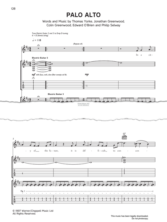 Produktgalerie: Seite 1 von 1 Palo Alto, Radiohead, Gesang, Gitarre