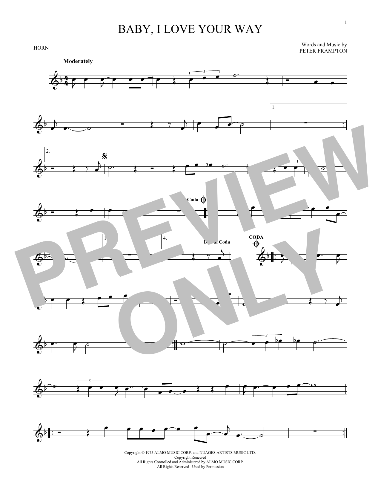 Produktgalerie: Seite 1 von 1 Baby, I Love Your Way, Peter Frampton, Horn