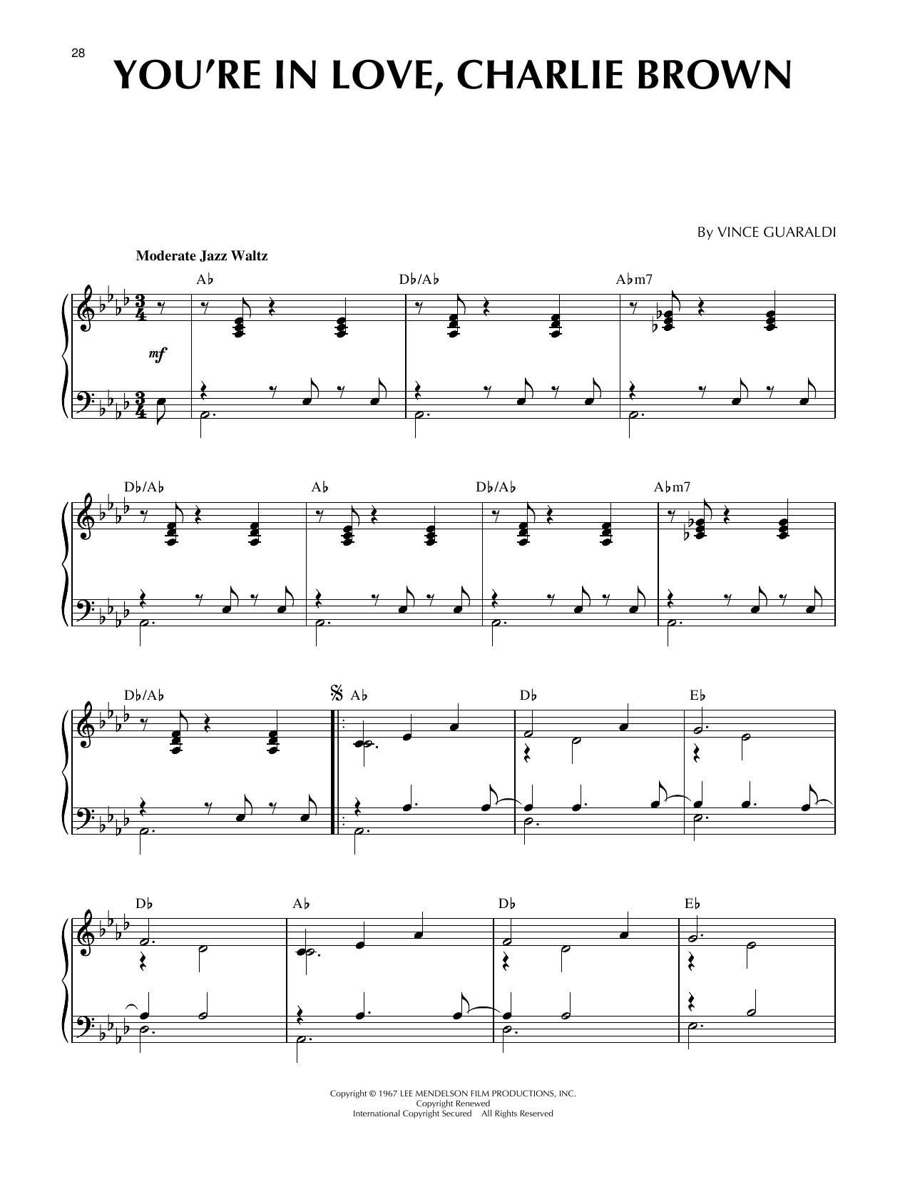 Produktgalerie: Seite 1 von 1 You're In Love, Charlie Brown, Vince Guaraldi, Klavier