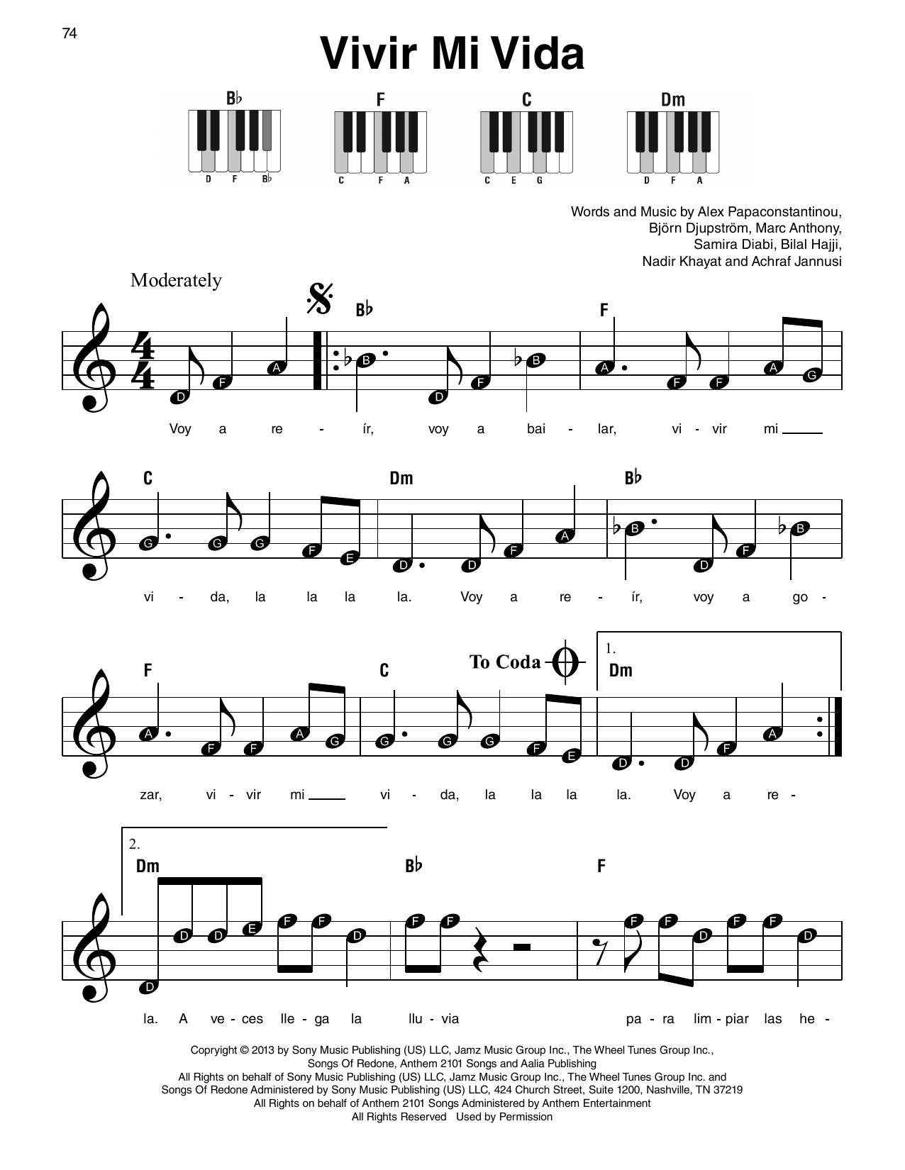 Produktgalerie: Seite 1 von 1 Vivir Mi Vida, Marc Anthony, Klavier