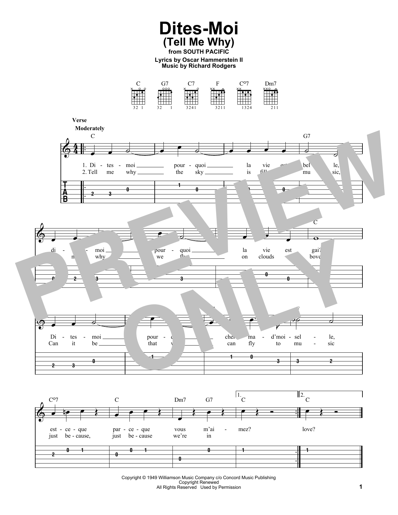 Product picture to: Dites-Moi (Tell Me Why) (from South Pacific)