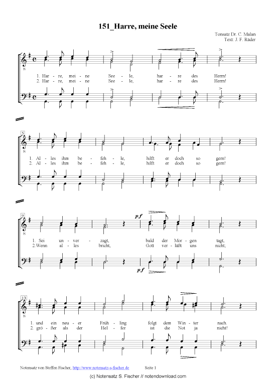 Product picture to: Harre, meine Seele  Dr. C. Malan / J. F. Räder 