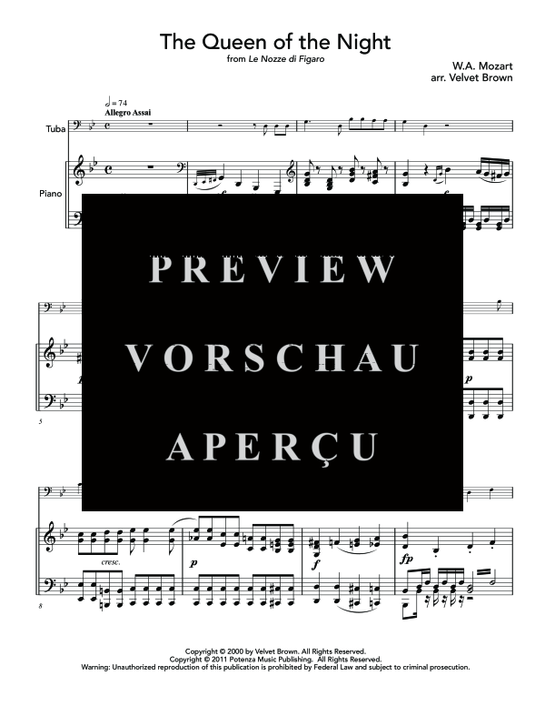 Produktgalerie: Seite 5 von 11 Queen of the Night, The, , (Tuba und Klavier)