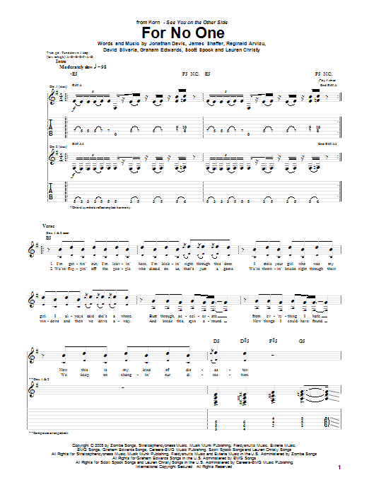 Produktgalerie: Seite 1 von 1 For No One, Korn, Gitarre