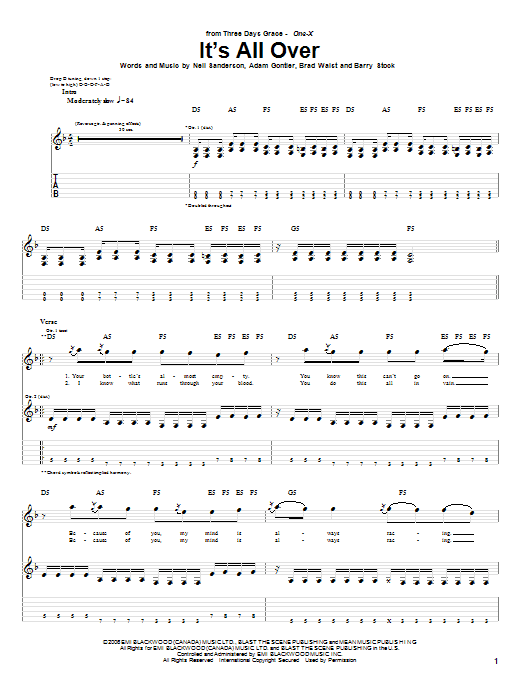 Produktgalerie: Seite 1 von 1 It's All Over, Three Days Grace, Gitarre