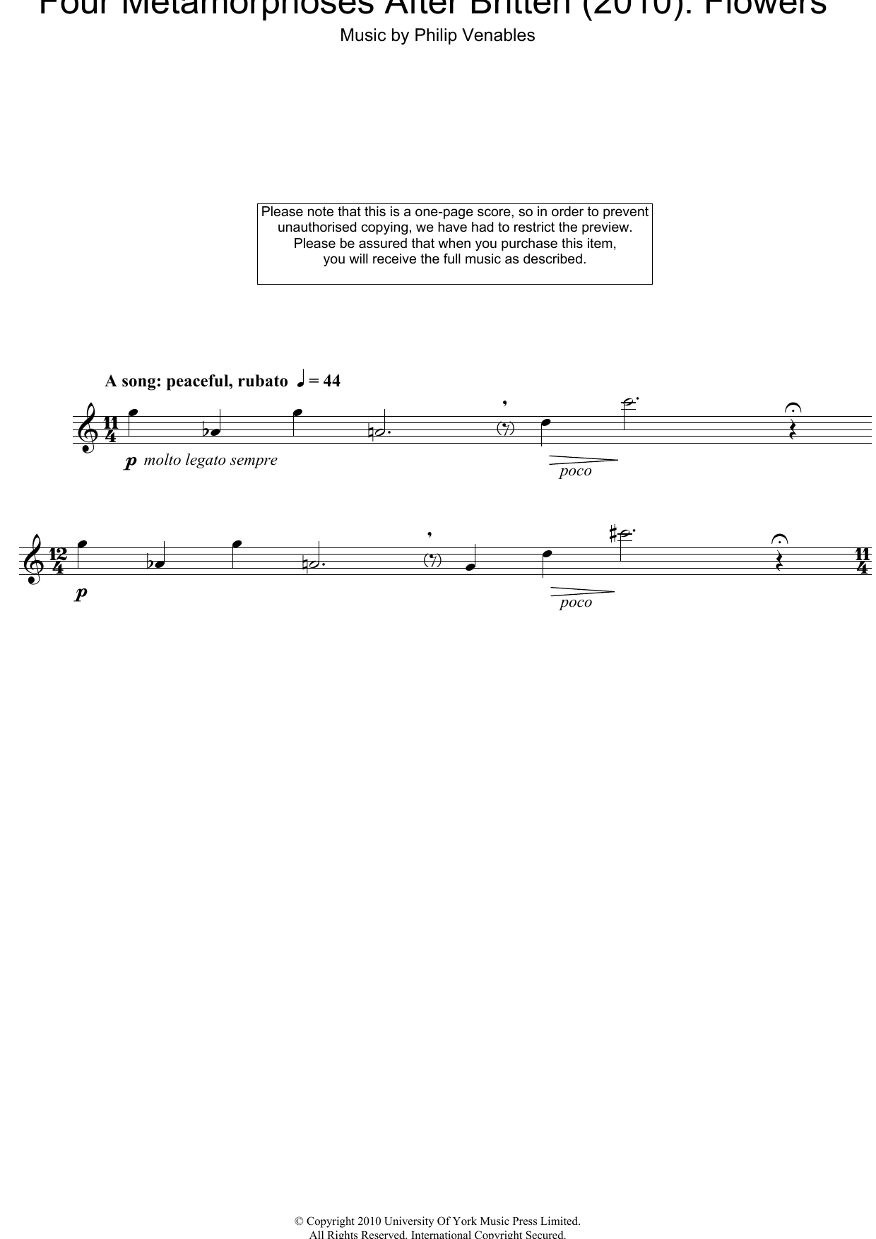 Produktgalerie: Seite 1 von 1 Four Metamorphoses After Britten (2010): Flowers, Philip Venables, Oboe