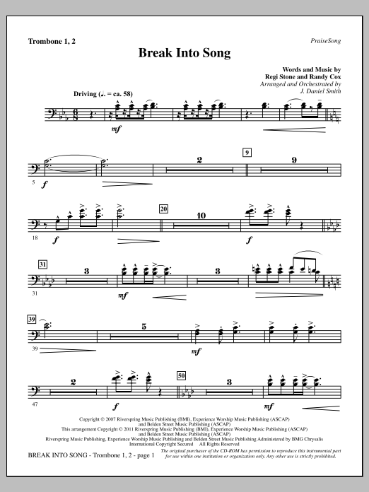 Produktgalerie: Seite 1 von 1 Break Into Song - Trombone 1 & 2, J. Daniel Smith, Chor