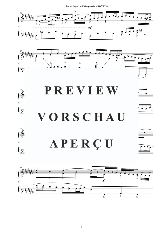 Produktgalerie: Seite 4 von 5 Fuge in Cis-Dur BWV 872b - Piano Version, , Klavier Solo