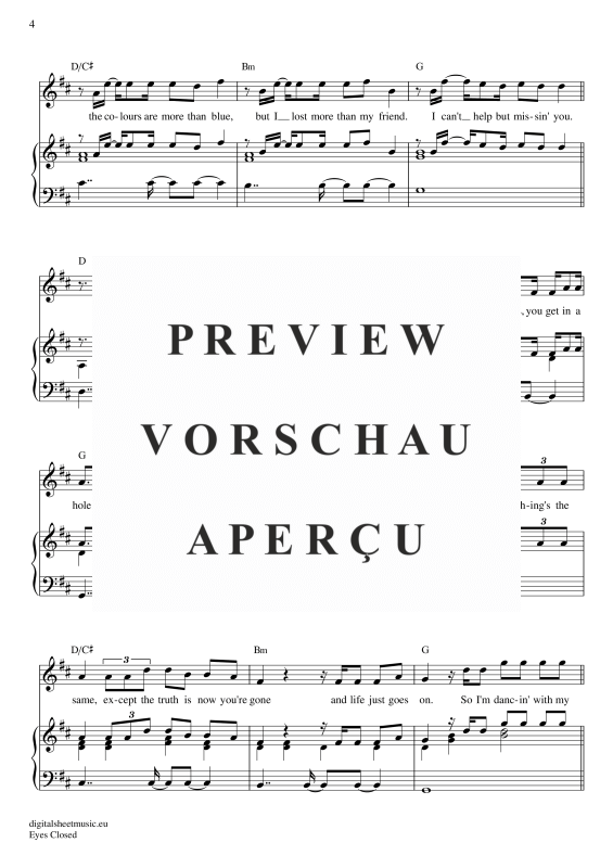 Product gallery: Page 5 of 8 Eyes Closed , Sheeran, Ed, Piano and Voice